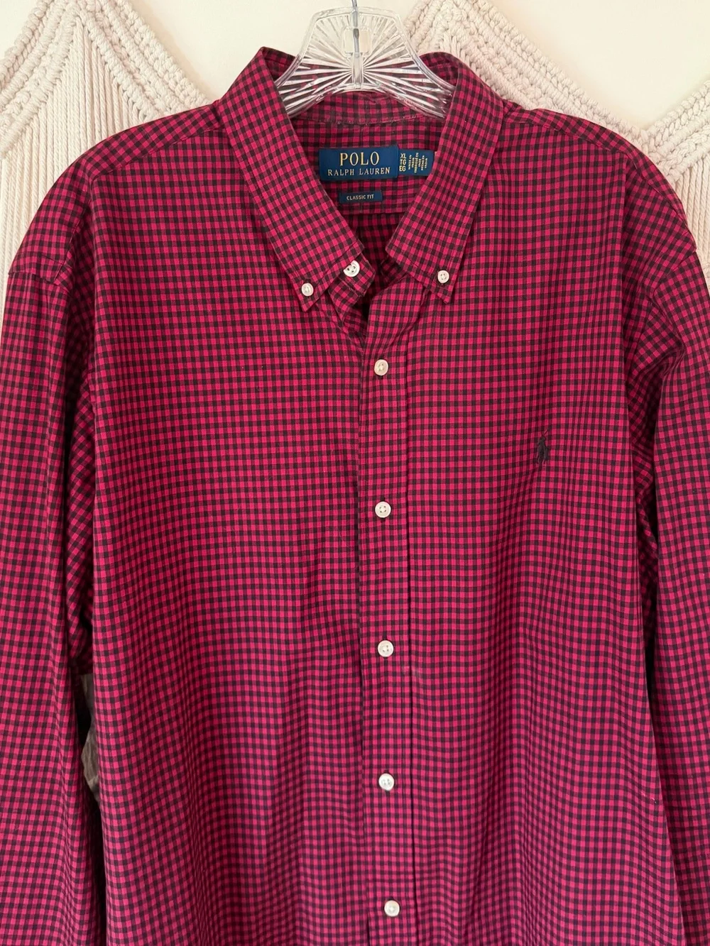 Polo Ralph Lauren Classic Fit Red/Black Checkered Botton Down Dress Shirt XL